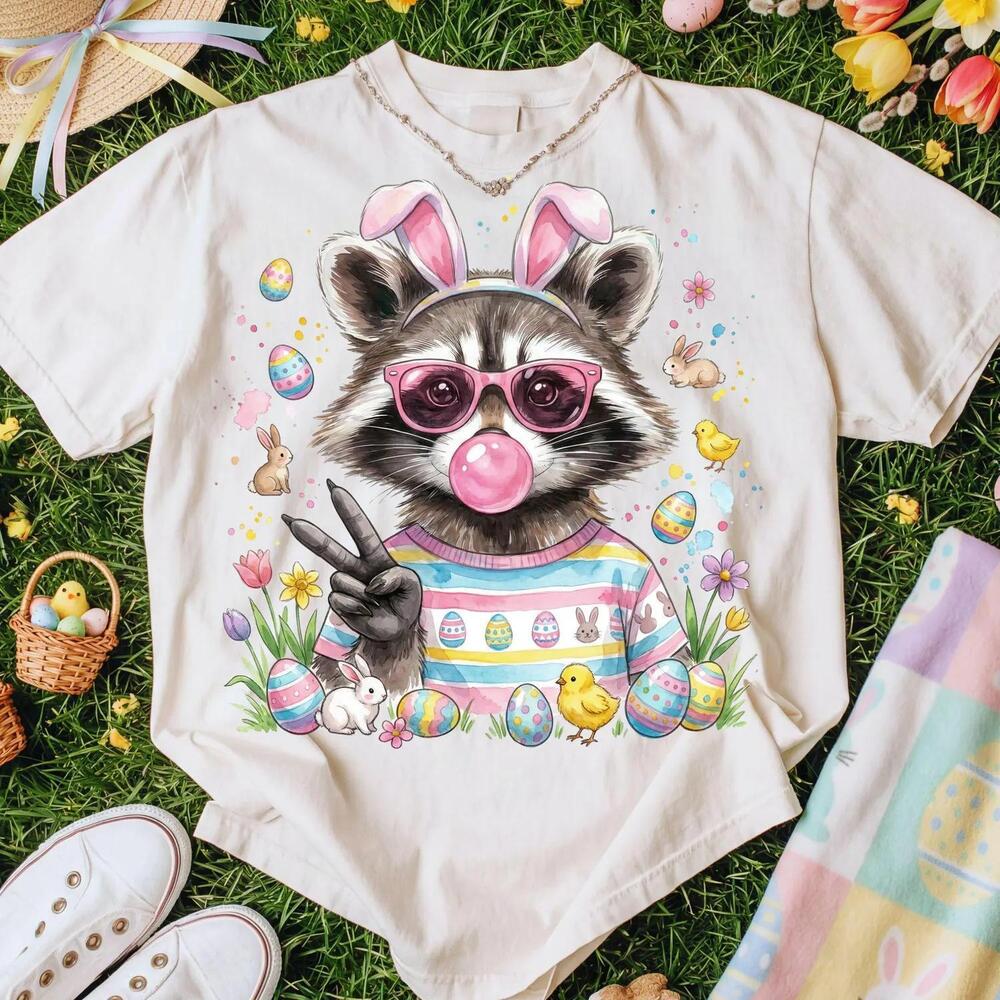 Cute Raccoon Easter Bunny Tshirt, Funny Easter Raccoon Shirt, Raccoon